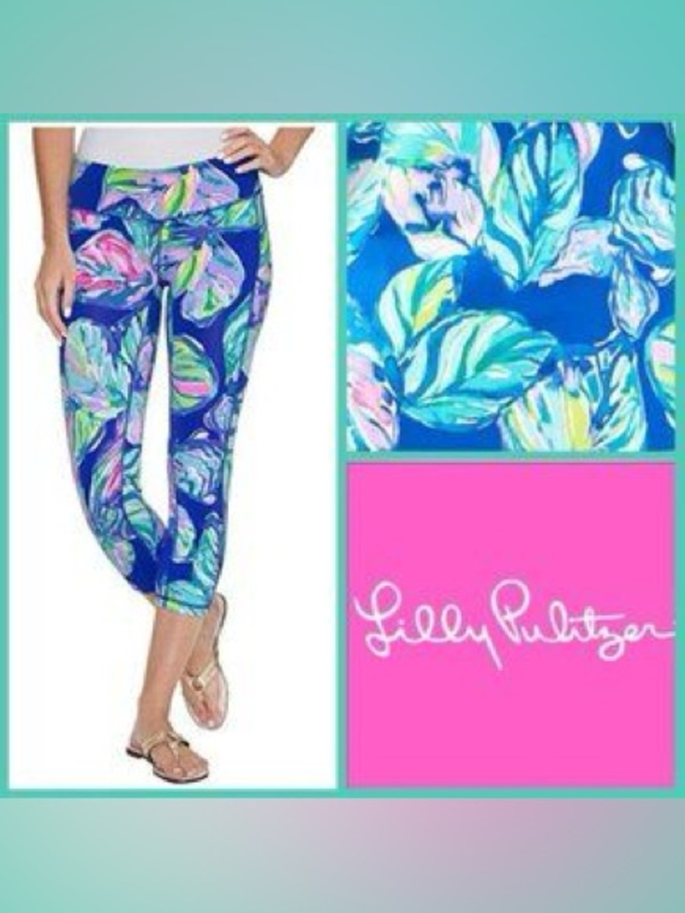 Lilly Pulitzer Casa Del Sol UPF Weekender Cropped Leggings Workout X-Large